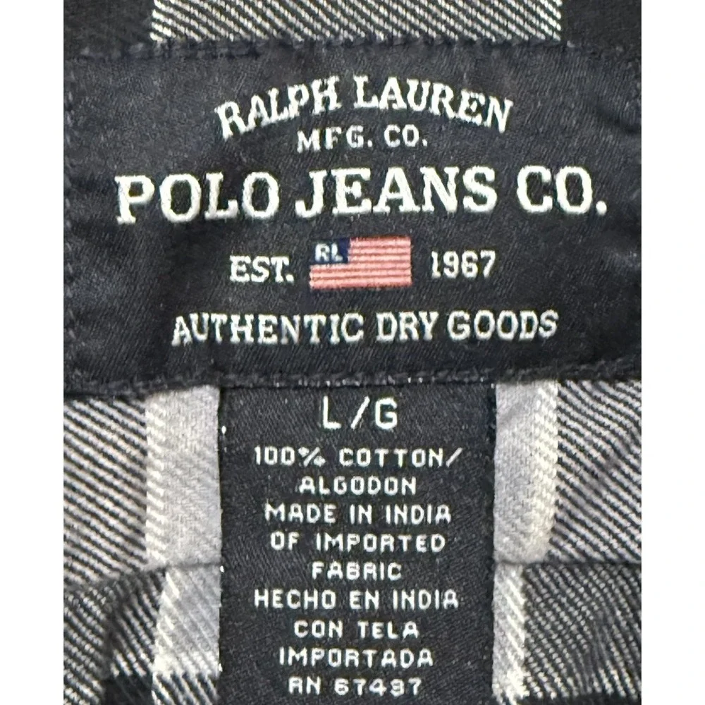 Polo Ralph Lauren‎ Jeans Co Vintage Flannel Shirt Men's Blue Plaid Large